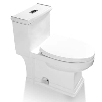 Theresia 1-Piece 1.1 GPF/1.6 GPF Dual Flush Elongated Toilet in White, Seat Included
