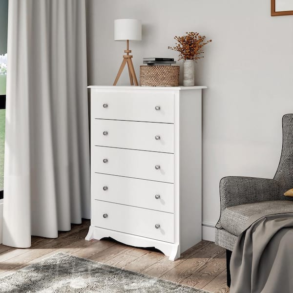 Prepac Monterey 5-Drawer White Chest of Drawers WDC-3345-K - The
