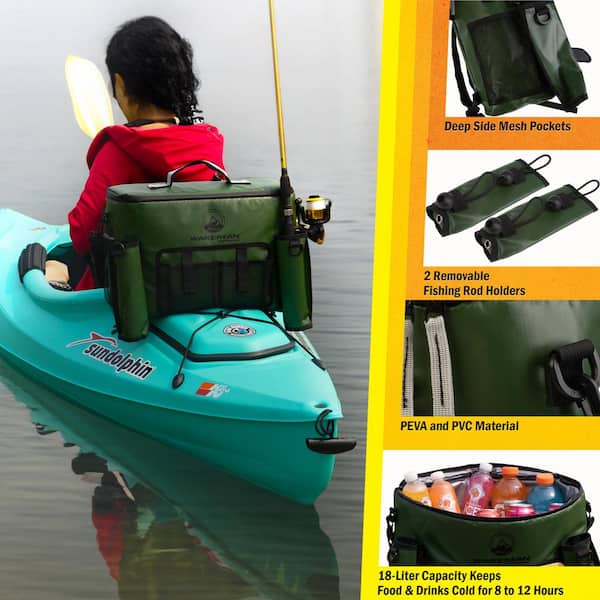 Wakeman Outdoors Kayak Cooler - 18L Seat Back Fishing Cooler -  Water-Resistant Insulated Bag - 8-12 Hour Cooling Time (Green) 83-DT6173 -  The Home Depot