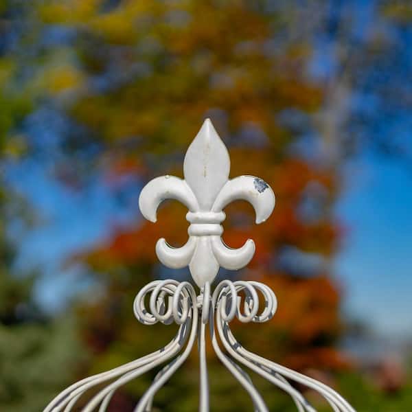 Zaer Ltd. 57.48 in. L Antique White Iron Flower Cart ZR200424-AW