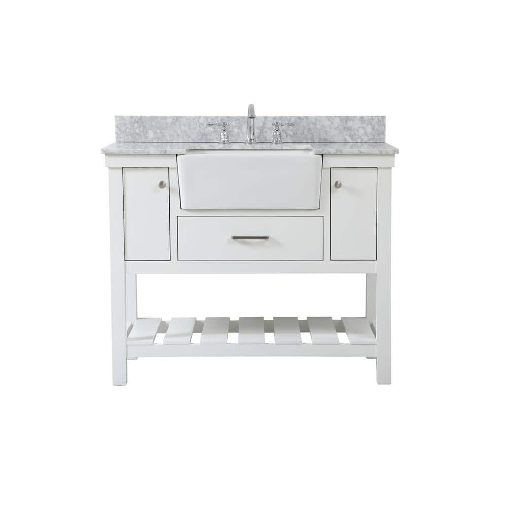 Timeless Home 42 in. W x 22 in. D x 34.13 in. H Bath Vanity in White with C
