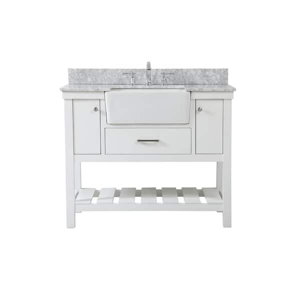 Unbranded Timeless Home 42 in. W x 22 in. D x 34.13 in. H Bath Vanity in White with Carrara Marble Top with White Basin