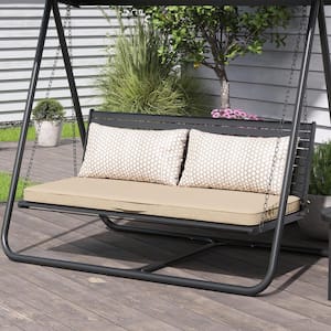 1-Piece 18.5 in. x 48 in. Rectangular Outdoor Bench Cushion in Beige