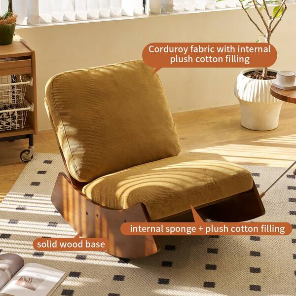 JUJABU Orange Solid Wood Frame Comfortable Glider Rocking Chair