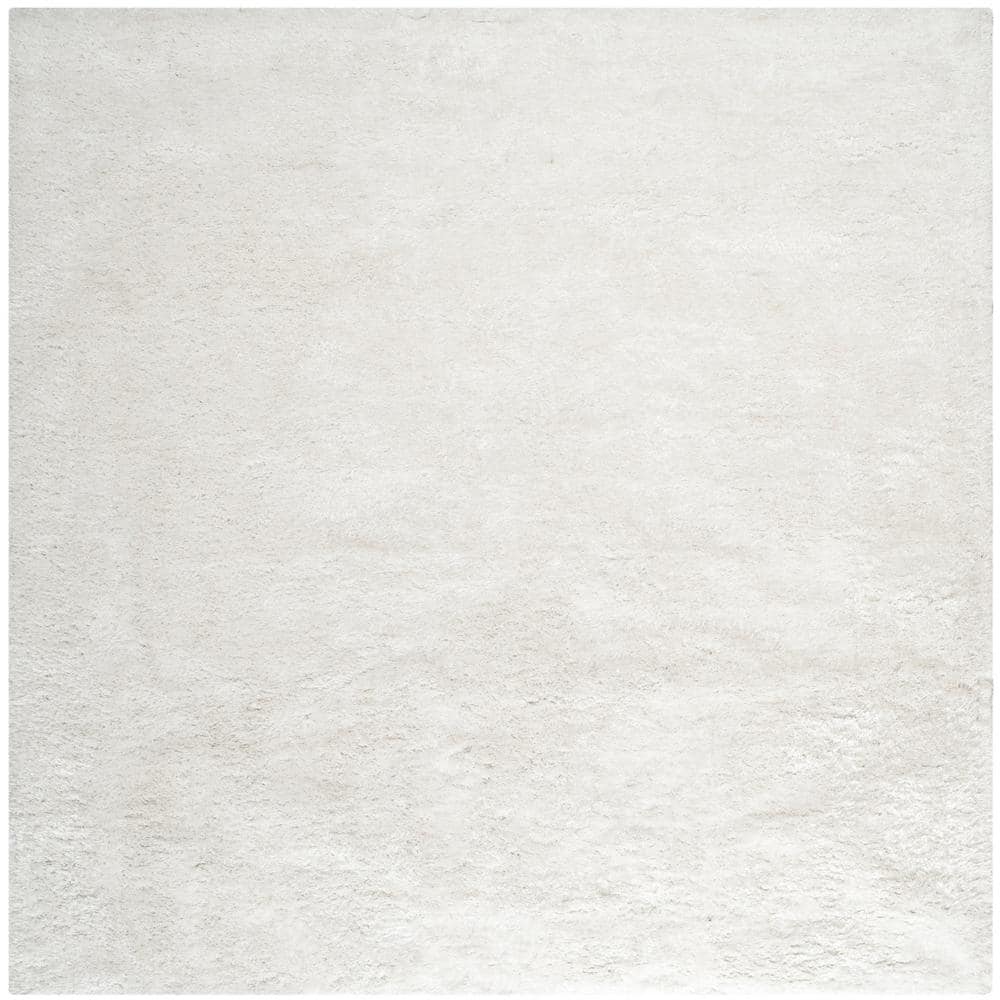 Coastal Snow White Hand-Tufted Shag Square Rug, 6'x6'