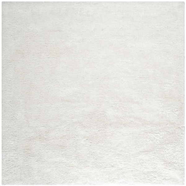 SAFAVIEH South Beach Shag Snow White 6 ft. x 6 ft. Square Solid Area Rug