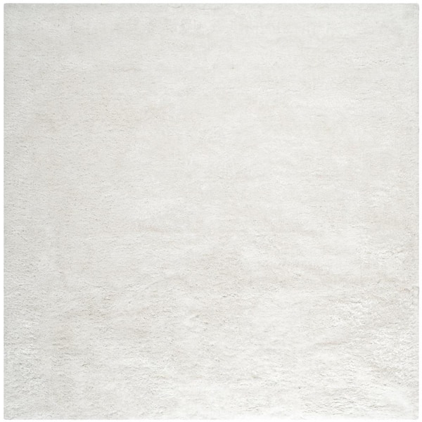 South Beach Shag Snow White 6 ft. x 6 ft. Square Solid Area Rug