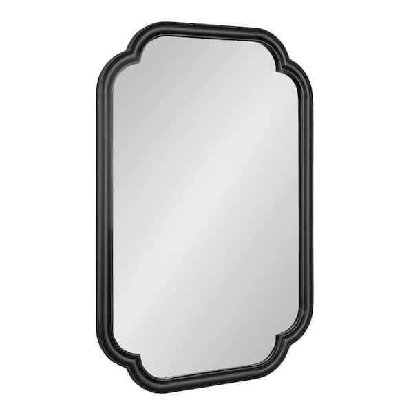 Glenby Black 24 in. W x 36 in. H Traditional Scalloped Wood Wall Mirror