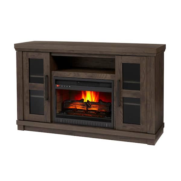 Home Decorators Collection Caufield 54 in. Media Console Infrared Electric  Fireplace in Vintage Warm Oak HDFP54-46 - The Home Depot