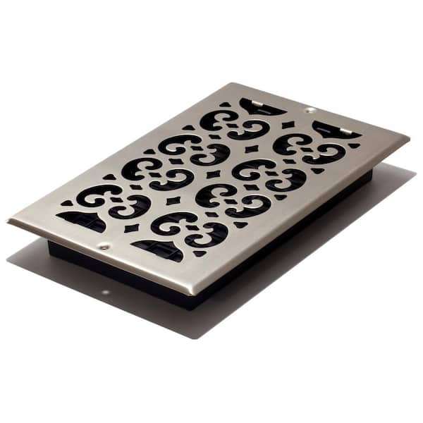 Decor Grates 10 in. x 6 in. Brushed Nickel Steel Scroll Wall Register