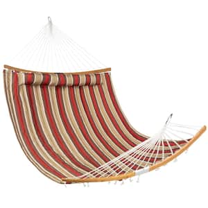 11 ft. Portable Quilted Hammock in Burgundy/Tan