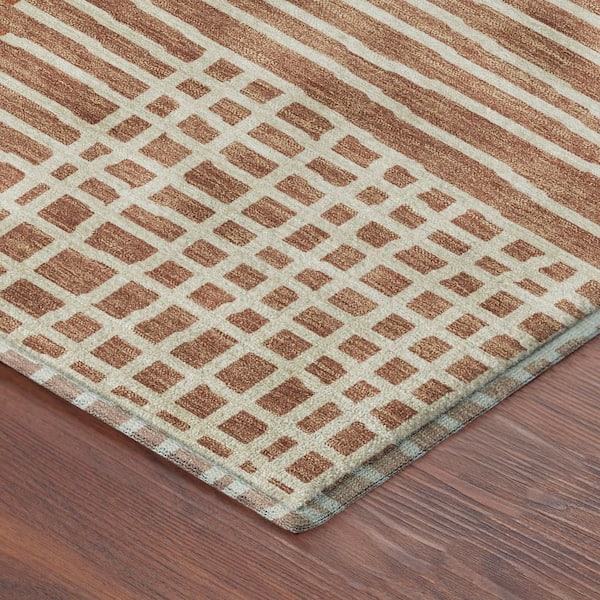 Mayfield Premium Machine Washable Abstract AMF2270 Paprika 2 ft. x 7 ft. Runner Rug