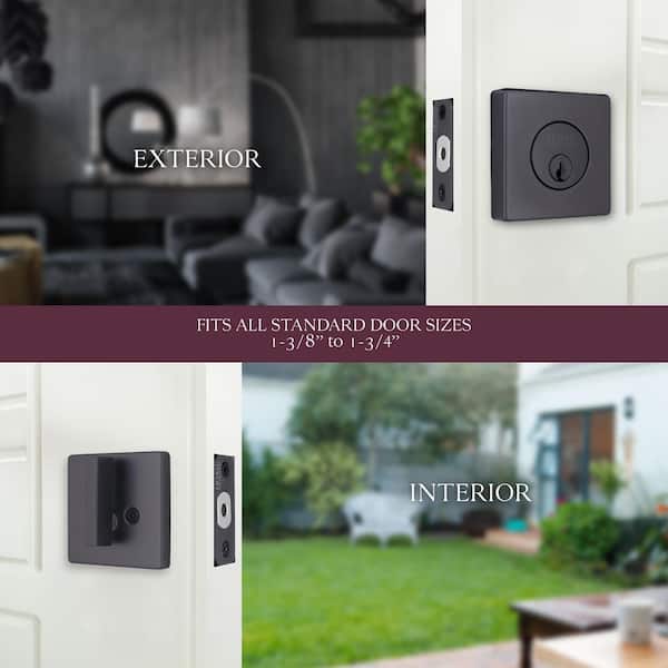 Square Gun Metal Single Cylinder Deadbolt Featuring Dual Keyway