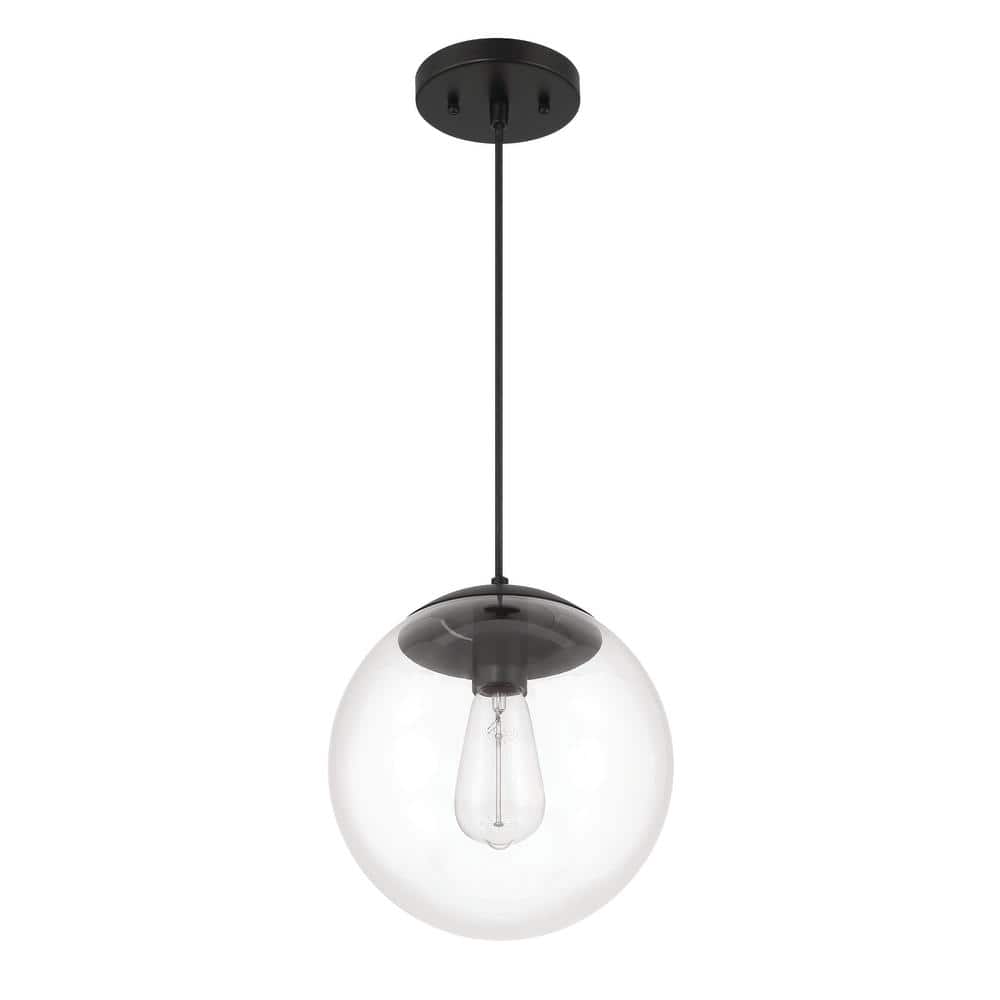 Modern Black Globe Pendant Light with Clear Glass Shade