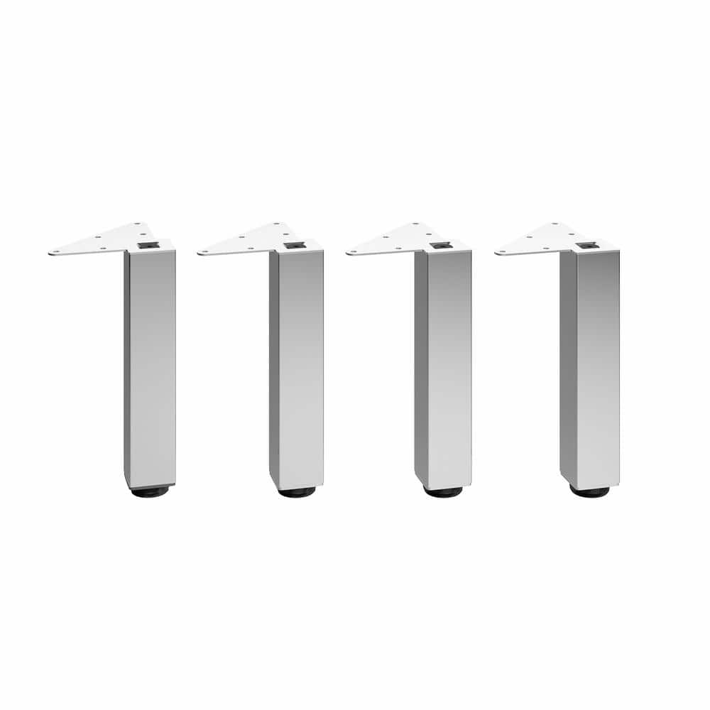Richelieu Hardware 9 13/16 in. (250 mm) Chrome Metal Square Furniture Leg with Leveling Glide (4