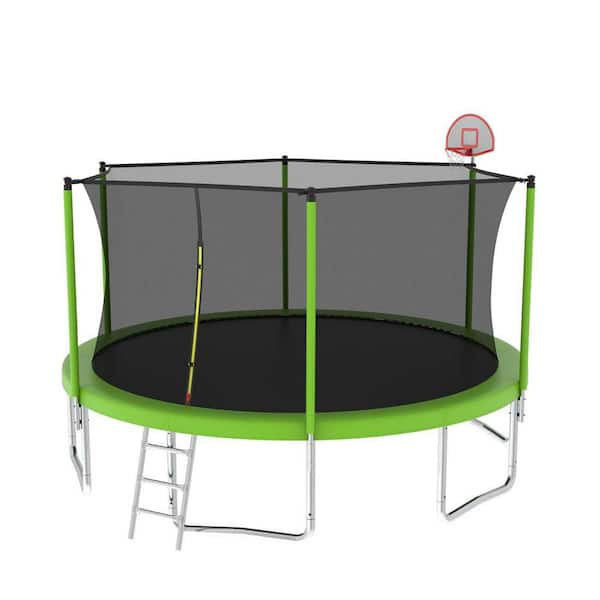 Unbranded 14 ft. for Kids Children with Safety Enclosure Net Outdoor Backyards Large Recreational Trampoline
