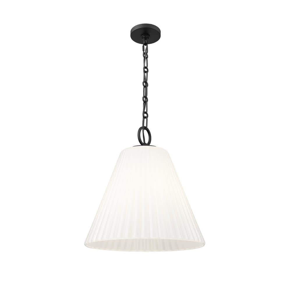 Matte Black 18" Modern Glass Pendant Light