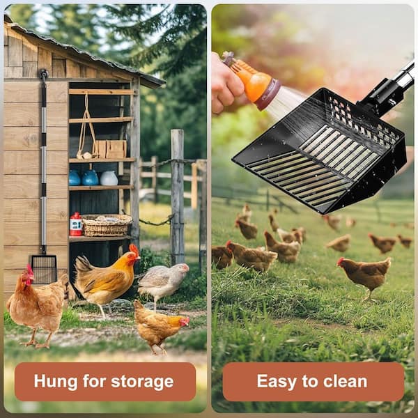 KIWDZFU Metal Chicken Poop Scooper Heavy Duty Sifting Shovel