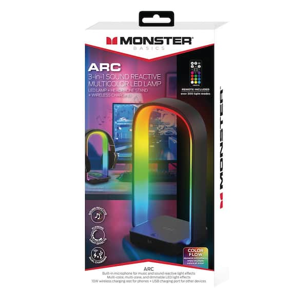 Monster 3-In-1 Sound Reactive Multi-Color Arc LED Lamp/Headphone/2 Charging Options