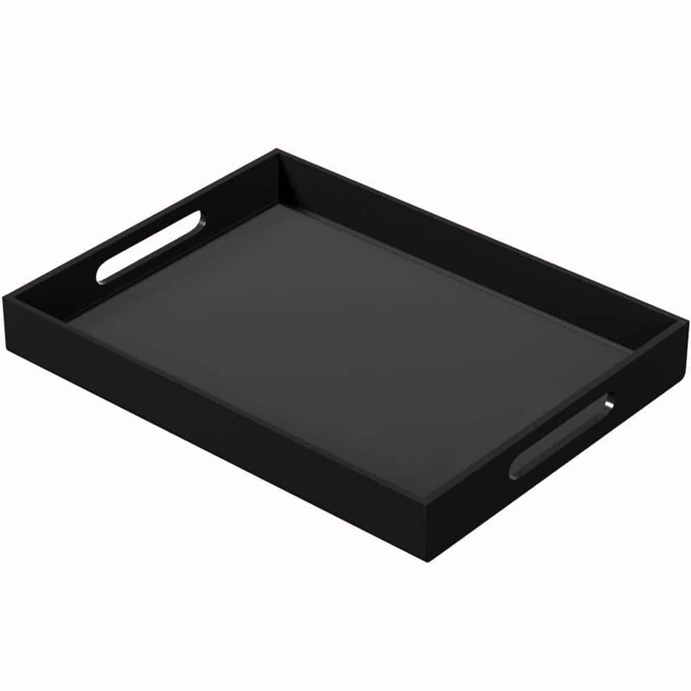 16 in. x 12 in. Spill Proof Serving Tray for Ottoman Coffee Table Countertop with Handles, Black price history on PriceWatchPro