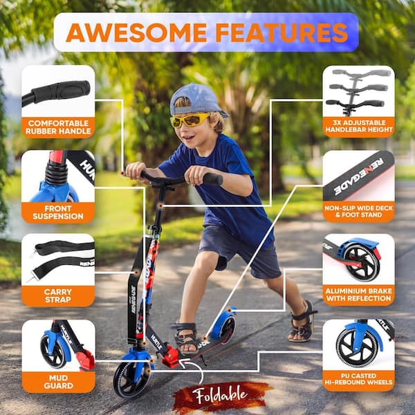 HURTLE Lightweight and Foldable Kick Scooter Adjustable for