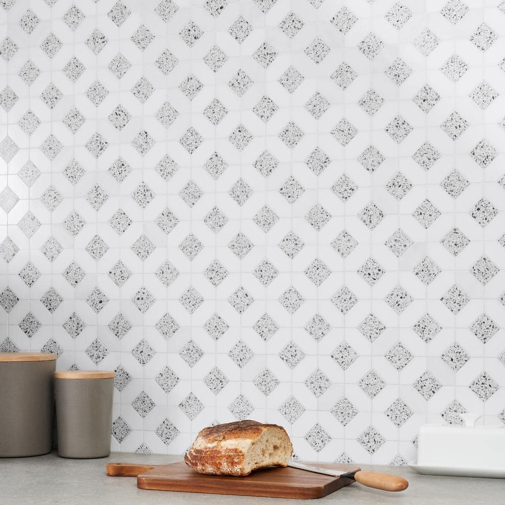 Truffle White 12x12 Marble and Terrazzo Mosaic Tile