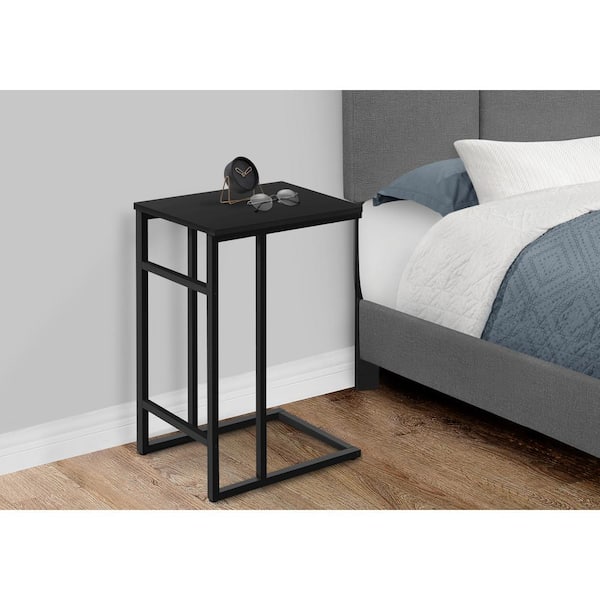 11.75 in. Black Laminate Accent Table C-Shaped End Table with Black ...