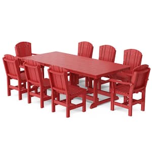 Heritage Cardinal Red 9-Piece Plastic Outdoor Patio Dining Set