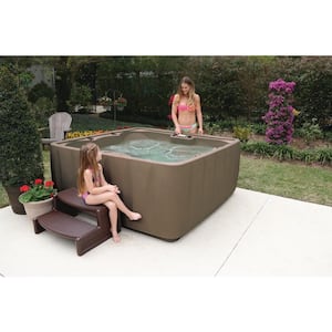 Premium 600 6-Person Plug and Play Hot Tub with 29 Stainless Jets, Heater, Ozone and LED Waterfall in Brownstone