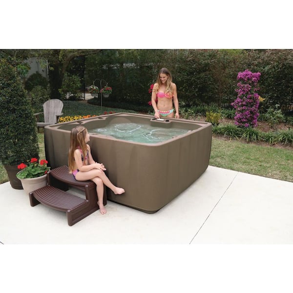 AquaRest Spas Premium 600 6-Person Plug and Play Hot Tub with 29 Stainless Jets, Heater, Ozone and LED Waterfall in Brownstone