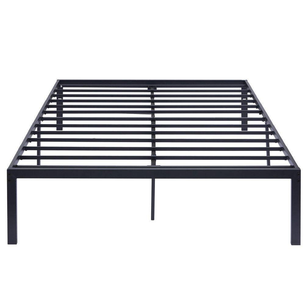 VECELO Bed Frames Black Metal Frame Queen Platform Bed with Steel Slat，No Box Spring Needed, 14.