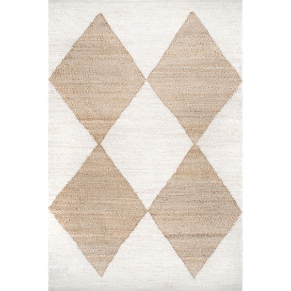 nuLOOM Pandora Diamond Jute Ivory 6 ft. x 6 ft. Square Rug