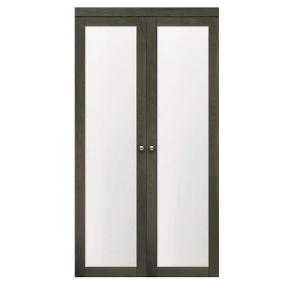 TRUporte 30 in x 80.25 in. Iron Age 1-Lite Tempered Frosted Glass MDF Interior French Door