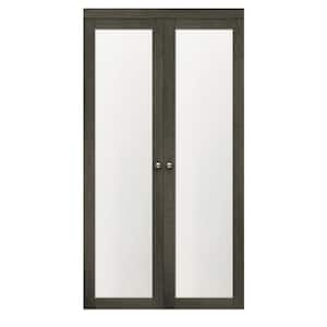 36 in x 80.25 in. Iron Age 1-Lite Tempered Frosted Glass MDF Interior French Door