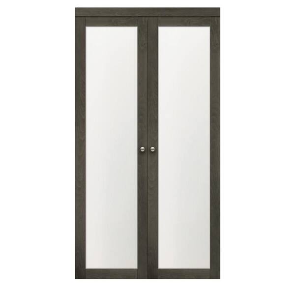 TRUporte 30 in x 80.25 in. Iron Age 1-Lite Tempered Frosted Glass MDF Interior French Door