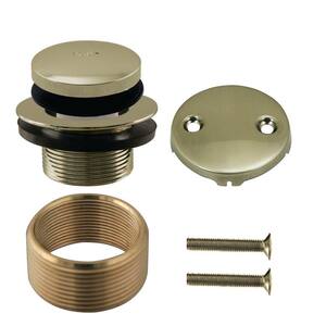 Universal Tip-Toe Trim Kit with 2-Hole Overflow Cover with Adapter Ring, Polished Nickel