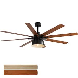 66 in. Indoor/Outdoor Black Ceiling Fan with Light and Remote Control