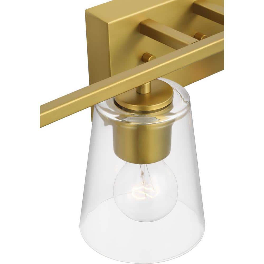 Vertex Brushed Gold Four-Light Glass Bath Vanity Fixture