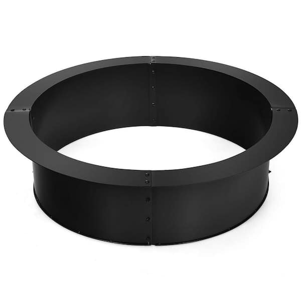 ANGELES HOME 36 in. W x 10 in. H Round Steel Wood and Coal Fuel Fire Pit Ring Liner Fire Pit Kit