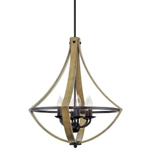 Laguna 60-Watt 6-Light Black Modern Chandelier, No Bulb Included