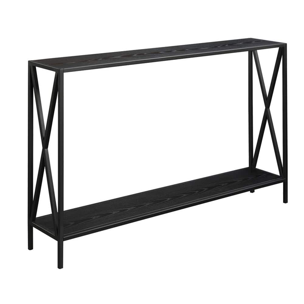 Black Wood and Metal Console Table with Storage