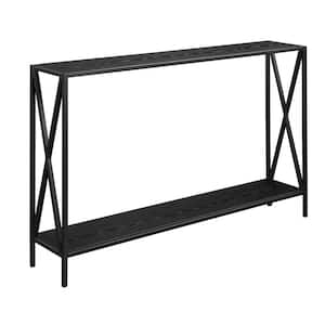 Tucson 48 in. Black Rectangle Wood Console Table with Shelves