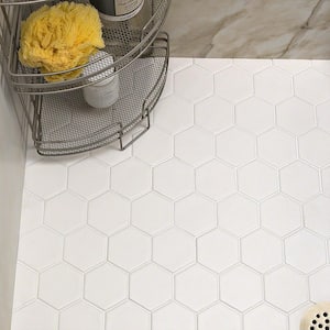Maine Cement White 12 in. x 12 in. Hexagon Matte Ceramic Mosaic Floor and Wall Tile (0.96 sq. ft./Sheet)