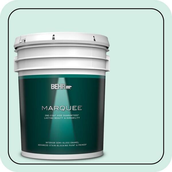 BEHR MARQUEE 5 gal. #490C-2 Adriatic Mist Semi-Gloss Enamel Interior Paint & Primer