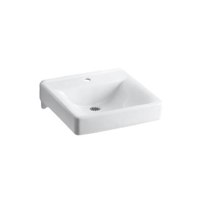 Soho Vitreous China Rectangular Vessel Sink with Single Faucet Hole in White