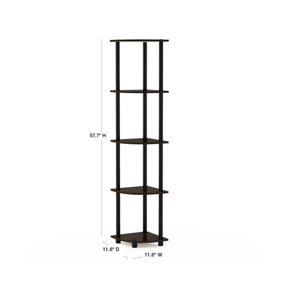 Furinno Dark Brown and Black 4-Tier Corner Shelf