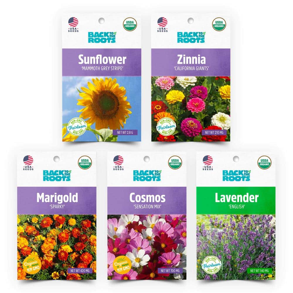 Back to the Roots Organic Flowers Seeds Variety (5-pack) 50074 - The Home  Depot