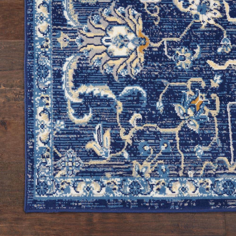 Navy Blue 5' x 7' Synthetic Traditional Area Rug