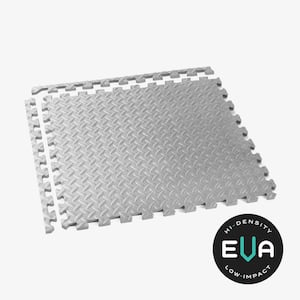 Light Gray 24 in. W x 24 in. L x 1/2 in.Thick Diamond Plate EVA Foam Exercise/Gym Tiles (6 tiles) (24 sq. ft.)