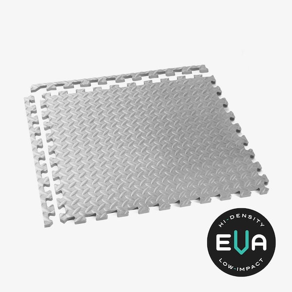 Light Gray 24 in. W x 24 in. L x 1/2 in.Thick Diamond Plate EVA Foam Exercise/Gym Tiles (12 tiles) (48 sq. ft.)